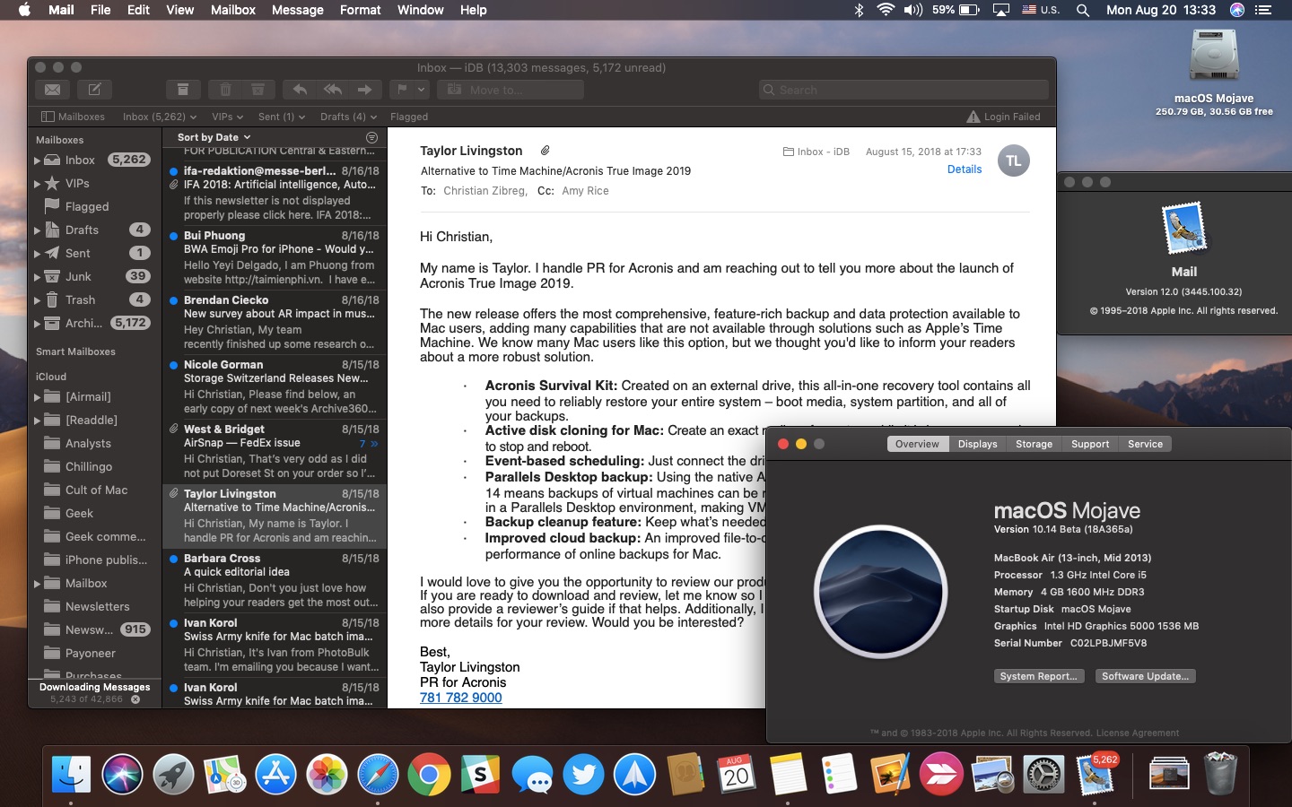the degault program for mail on mac osx is callef